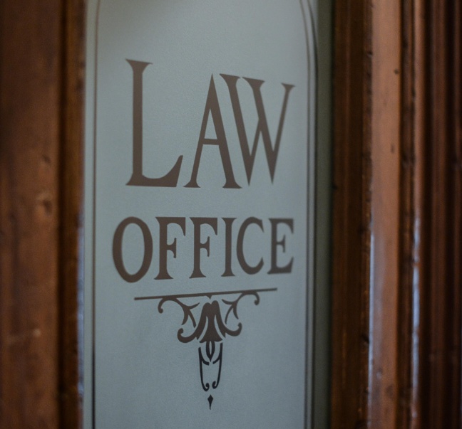Law Office frosted glass door sign